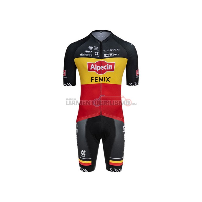 Abbigliamento Ciclismo Alpecin Fenix Manica Corta 2021 Campione Belgio